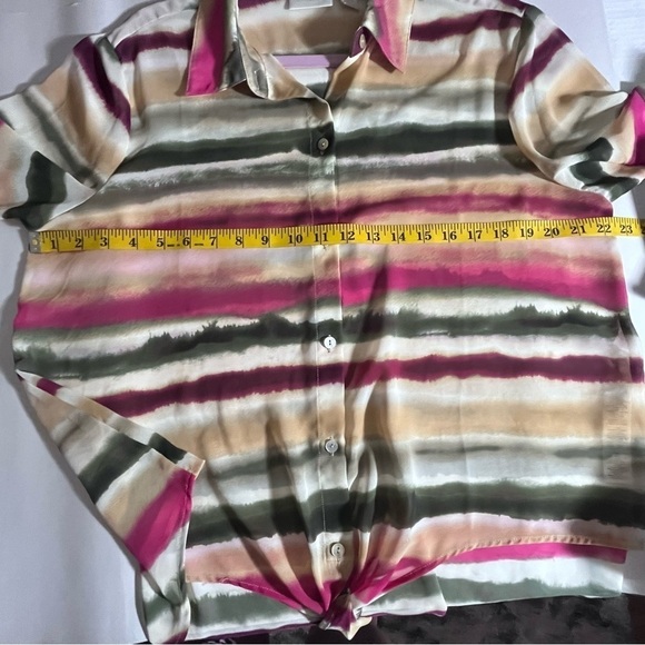 Chicos Lightweight sheer button down Boho vacation resort cruise blouse Large - Picture 6 of 9